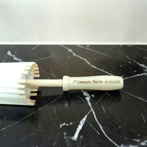 Sombrilla de madera y tela en papel - Imagen 2